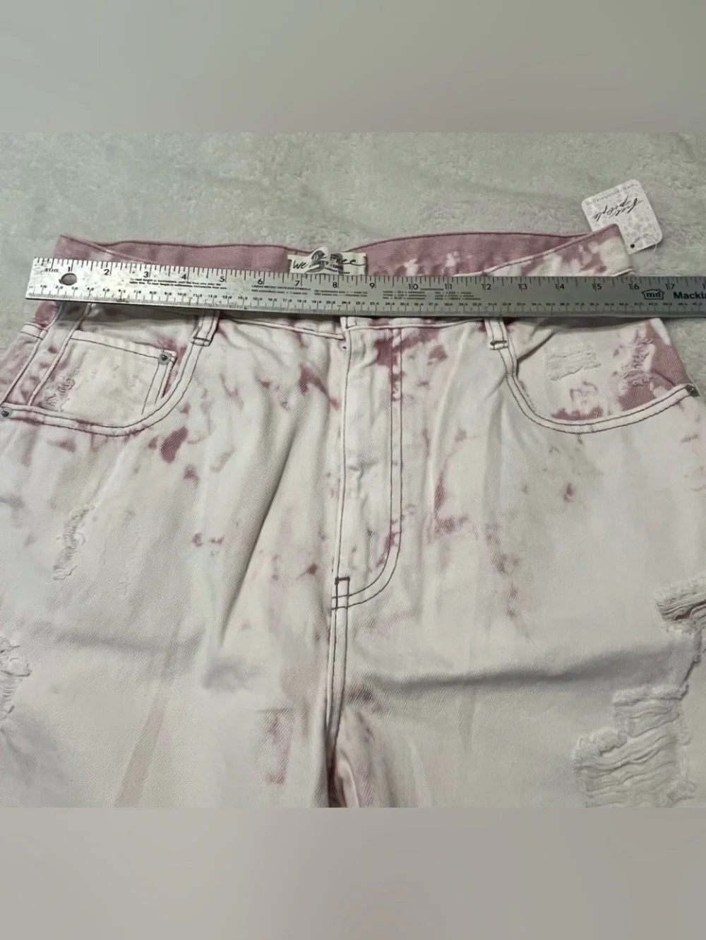 NWT We The Free By Free People Pink Distressed Bermuda Denim Cotton Shorts Sz 31